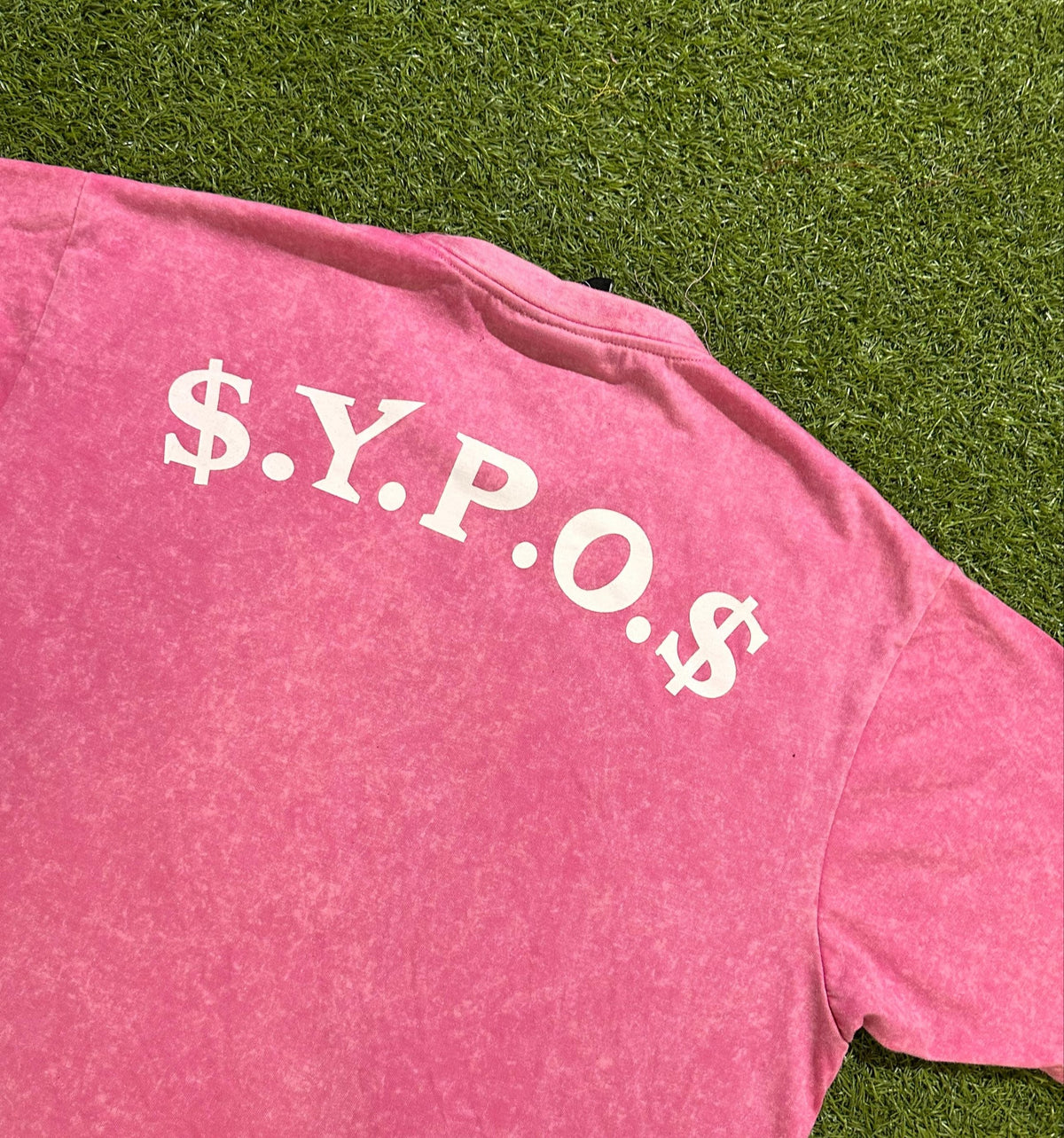 $.Y.P.O.$ Premium Acid Wash Graphic Pink T-Shirt