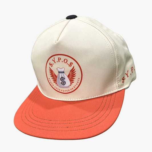 $.Y.P.O.$ beige & burnt orange Premium Snapback Cap