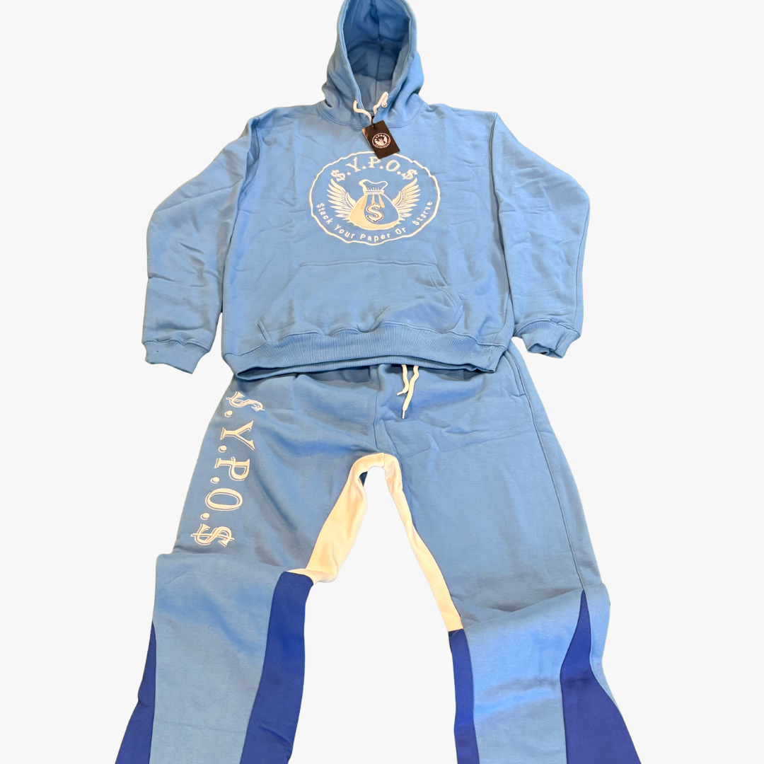$.Y.P.O.$ Signature Blue Pullover Hoodie & Jogger Tracksuit Set