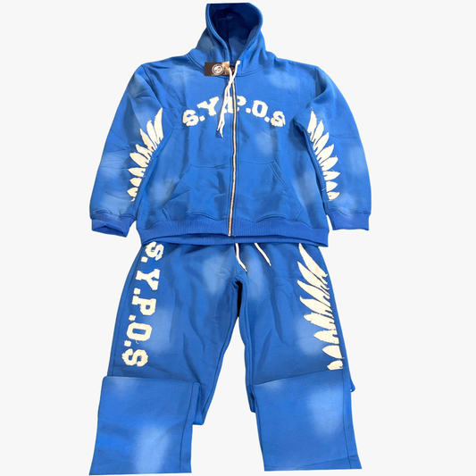$.Y.P.O.$ Premium Blue Zip-Up Hoodie & Jogger Tracksuit Set