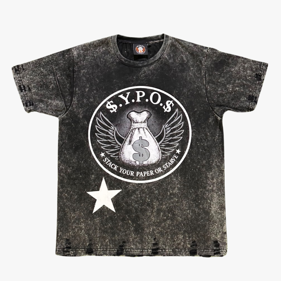 $.Y.P.O.$ Premium Acid Wash Graphic T-Shirt